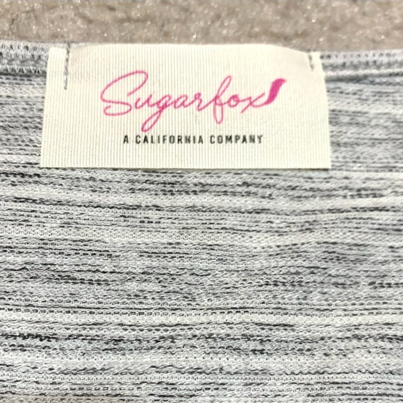 Sugarfox Boho Floral Patterned Gray Blue Tunic Flare Sleeves Women Medium - Picture 6 of 7